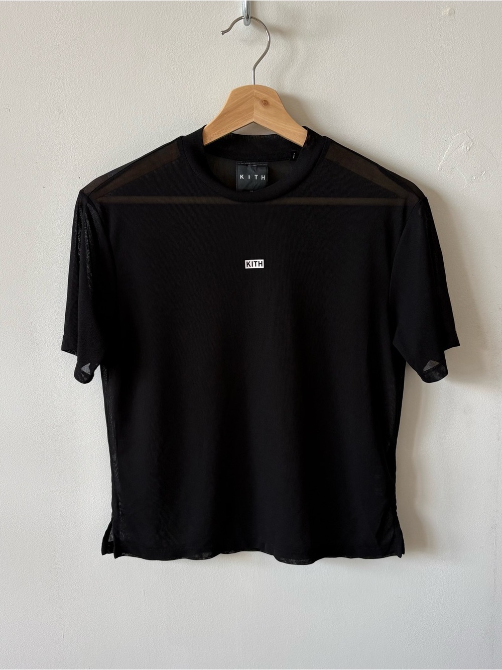 KITH Black Logo Crew Neck sheer mesh T-Shirt